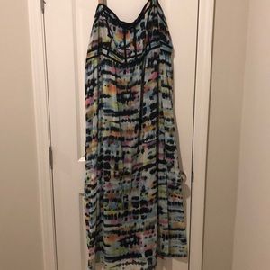 Floor length maxi multi colored dress, size 18